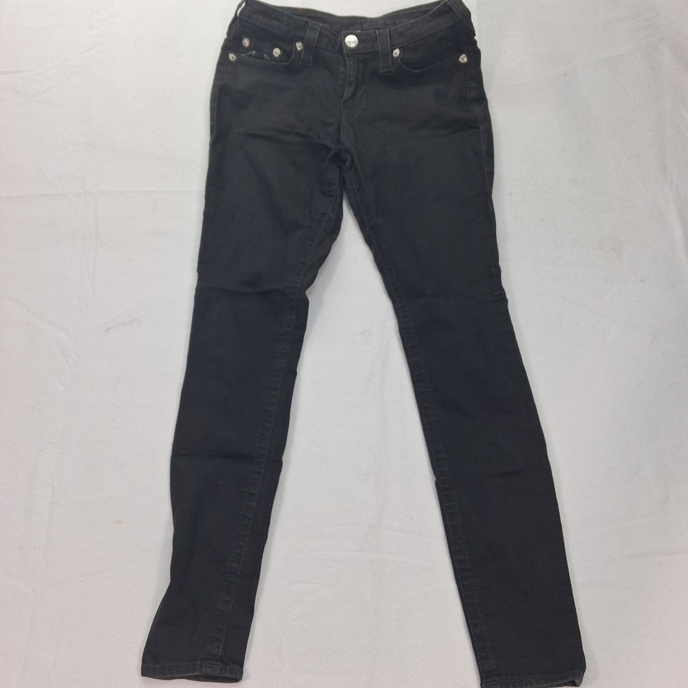True Religion Jeans Womens 29 Section Skinny Black Stretch Denim EUC